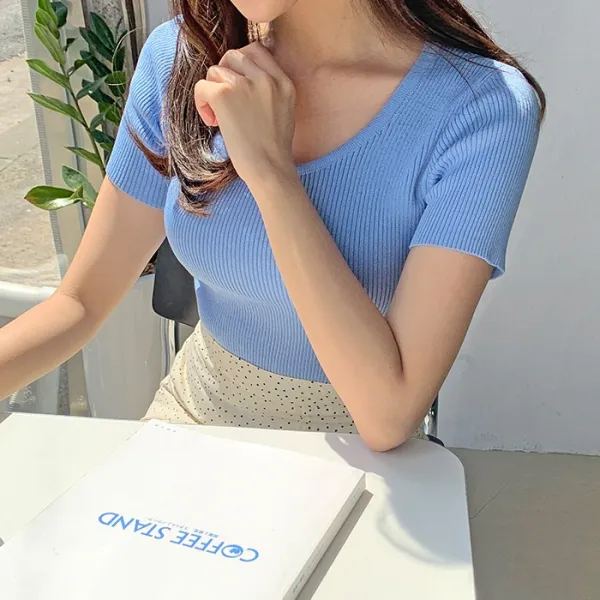 달리샵 이즈 골지 슬림핏 반팔니트