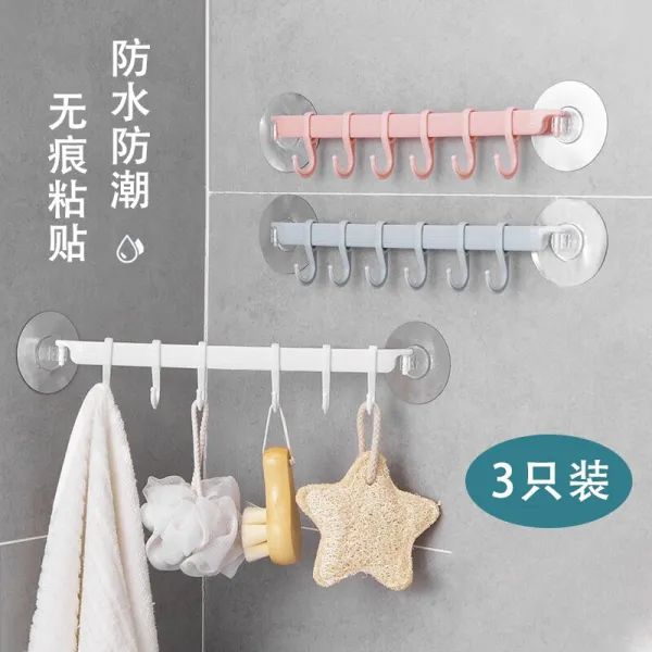 집물갱 공공 접촉 욕실 문 뒤 부엌 의복 갈고리 강력하다 붙다 갈고리 세 장, 상세페이지 참조