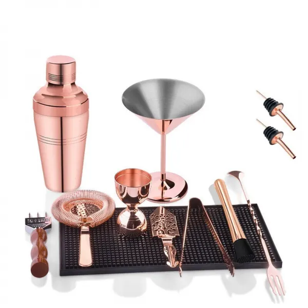 코스토프 고급 칵테일쉐이커 디자인 바텐더 쉐이커 세트, 1개, 로즈골드 American 510mL 10pcs 세트