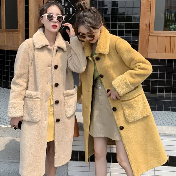 초록무역 해외배송 겨울 트렌디룩 부들부들 양털 롱코트