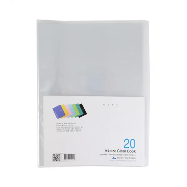 플러스샵 20매 클리어화일 A4 5색상 PP 고투명, 20매 투명 10개