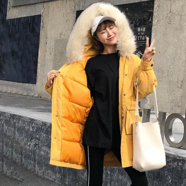 Zby 긴 섹션 느슨한면 코트 학생 재킷의 2019 가을과 겨울 새로운 다운 재킷 여성 한국어 버전