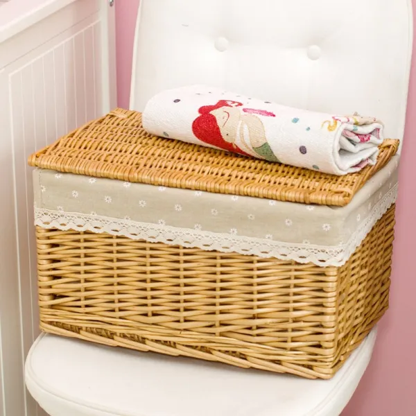 수납바구니 수납함 등나무는 뚜껑 수납 바구니 버드나무 더러운 옷 바구니 옷장 바구니 마무리 상자 수납 상자 옷장 Tv 캐비 꿀바구니 모국 삼베