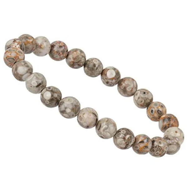 ELEDORO PowerBead 레이디스 팔찌 스트레치 원석 비즈 8mm 17-18cm 화석으로 화석화