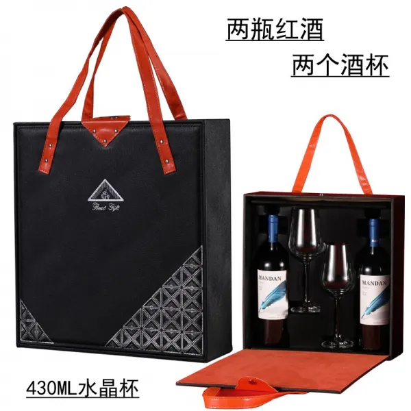개 가죽 4보틀 선물 포도주 보케이스 퀄리티, 블랙 목적격 스티치 레이디 플레어 소
