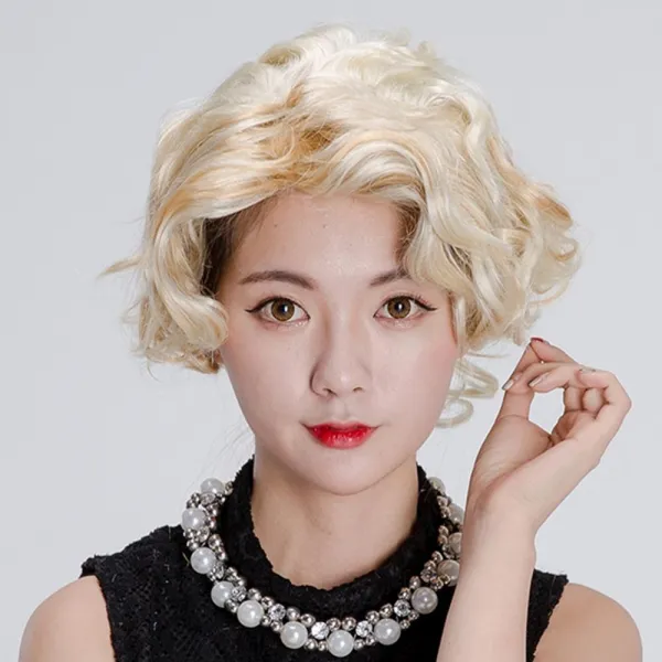 POOKAS 마릴린먼로 코스프레 가발 분장 금발 코스튬 파티가발