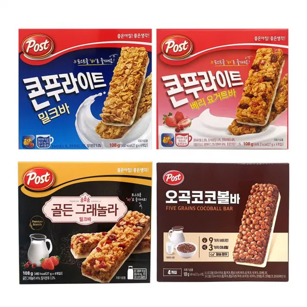 씨리얼바Post그래놀라코코볼간식거리콘푸라이트 종류선택 골든그래놀라 밀크바 개입 오곡코코볼바 콘푸라이트 베리요거트바 네개발송, 응●오곡코코볼바 4개입