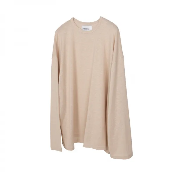 아홉 긴팔 이너셔츠 앉아서 까먹다 OVERSIZED 라운드넥 레쉬 시 화이트 남자 이너티셔츠 소매 T