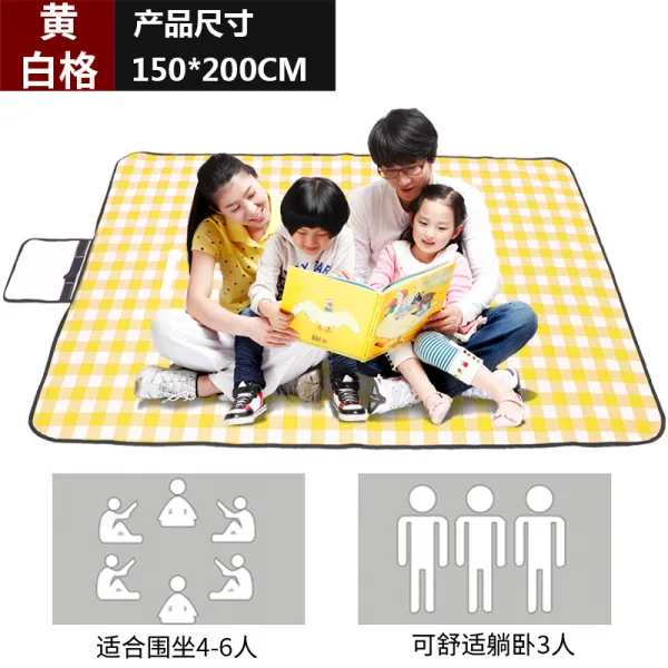 피크닉 매트 망루 방습패드 봄나들이 호외 휴대용 방수 나들이 용품 잔디 천 ins 바람, 수퍼 미두꺼운 황백색의 체크 2001