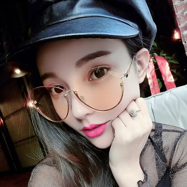 위파인더 오션스 선글라스 여류 개성 메탈릭 하프테 선글라스 한국판 컬러 빅테 선글라스