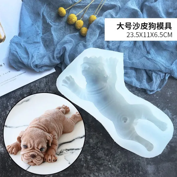망홍 케이크 3D 더럽다 더러운 개 모래 강아지 무스 실리콘 모듈 초콜릿 아이스크림 털음형 6촌 대호 소피 실리콘