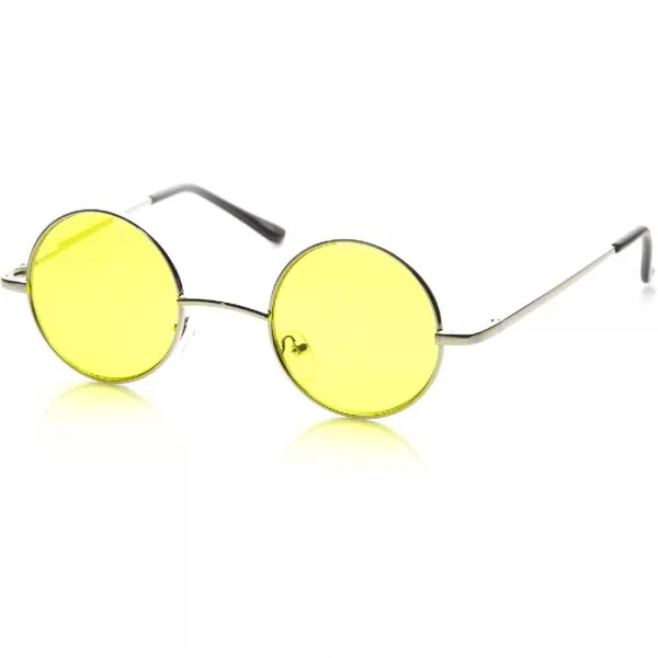 MLC EYEWEAR 소식통 패션 작은 금속 라운드 원형 오지 엘튼 색 색조 레논 스타일 선글라스