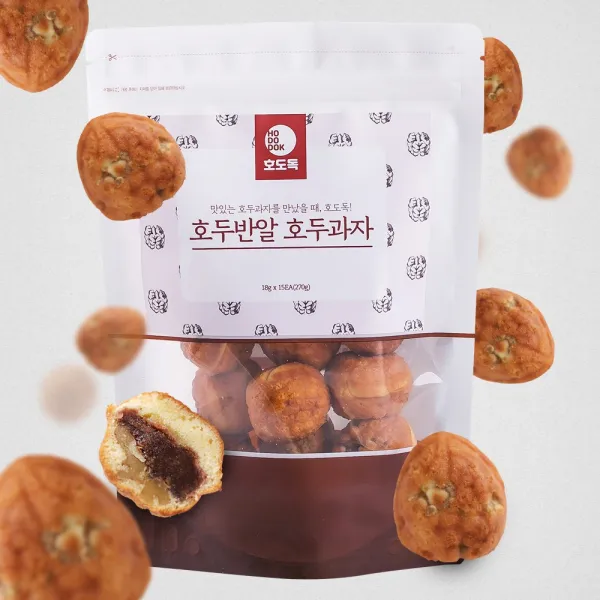 까까언니네 무료배송 호두반앙금반 지퍼팩형 호두과자 270G 15입 특이한 센스있는 진급 연말 명절전주문 수능선물 크리스마스선물 탄절단체선물 교회성탄절선물 기업기념품