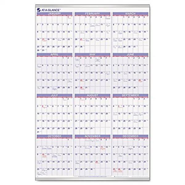 AT-A-GLANCE PM12-28 Recycled Yearly Wall Calendar 24” x 36” 2015 AT-A-GLANCE PM12-28 재활용 월별 달력 24, nullSET