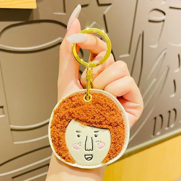 깜찍하다 창의 만화 조그마하다 도어 잠기다 버튼 열쇠고리 엘리베이터 카드 카우보이 열쇠고리 가방 걸이2p, 조그만 통금카드. - 동그란 머리녀.