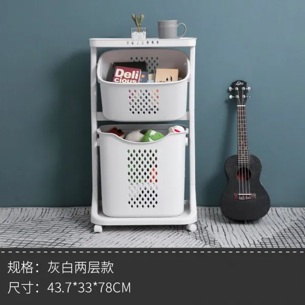 Nov.28 86번 간식 수납 신기망 레드 다층 장난감 선반 착지 가정용 거실 침실 수납 리어카 키친Z, 회백색 2 층 타 입 - 구름 바퀴 (바 텀 높이 +