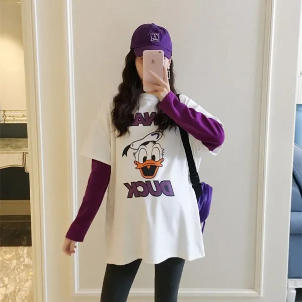 라라벨르 여성 임산부 티셔츠 싱글박스롱티셔츠 프린팅 면 티셔츠 상의 임산부용 면 레깅스 F79s