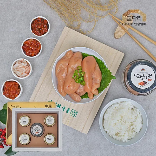김정배 명인 젓갈 선물세트 1호 B (백명란+새우+낙지+오징어+창난), 단품