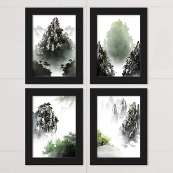  바보사랑 산수화_기암절벽_액자세트 블랙