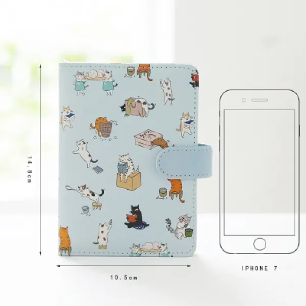 데코용품 아이디어 고양이 컬러페이지 일기공책 손장부 휴대용 스몰사이즈 노트 문구 공책 일본식 소녀하트 두꺼운 상큼 여성, T04-겉만 번지르르한 말 스몰사이즈-하늘색