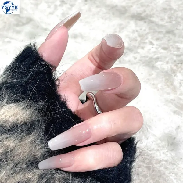 YGYYK 네일팁 탈착 컬러 악세서리 핑크 그라데이션 웨어러블, 안개비가 점차 변하다.