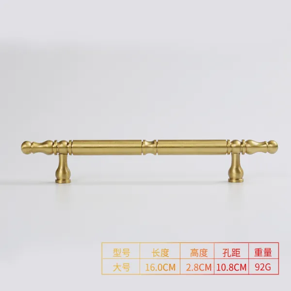 문고리 새로운중국풍의 순동 수레 서랍 옷장 찬장 술장 손잡이 옷장문 작은사치 미국식 유럽식 T02 총장 16cm구멍간의거리 10.8cm황동 내색성