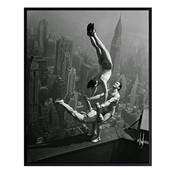 레트로 레트로 뉴욕시 스카이 라인 사진 곡예 뉴욕 홈 장식 또는 아파트 벽 아트 사진 8x10 그림 인쇄 뉴욕 뉴욕 큰 사과 맨하탄 팬 선물 무의미한 포스터