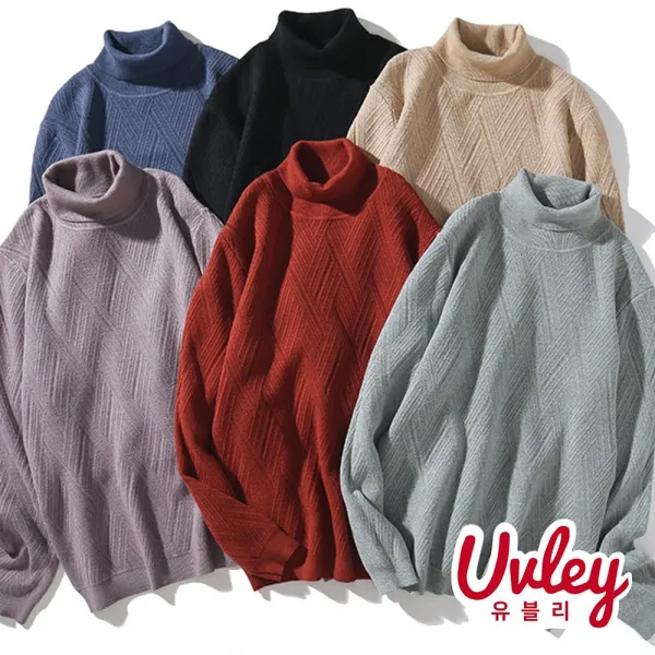 유블리 남성 기본 목폴라 스웨터 니트 ~4XL 슬림핏 가성비 좋은 가을 겨울 스웨터(UV216016WD)