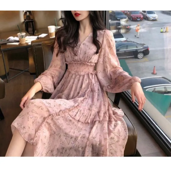 JP 개화기의상 복고풍 레트로 치마 미디 롱 프릴 레이스 공주풍 플라워 원피스 경성 의복