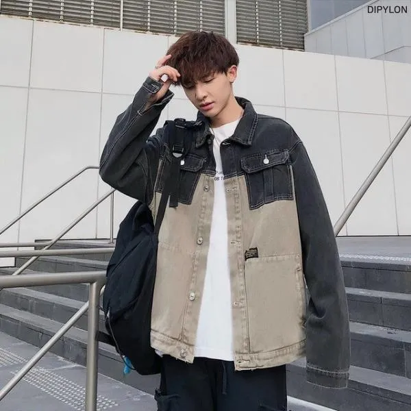 남성 자켓 점퍼 청바지 겨울 패치 워크 블랙 블루