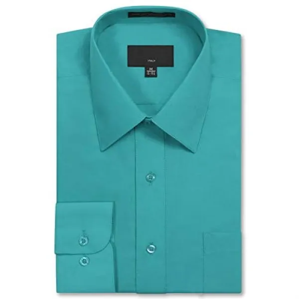 규칙적인 jd 의상 맨즈 긴 소매는 고체의 드레스 셔츠 19를 맞추었다-19.5 부정수 34-35 s의 turquoise xxx-크게, 상세설명참조 상품 문의는 상품 문의란에 적어주세요