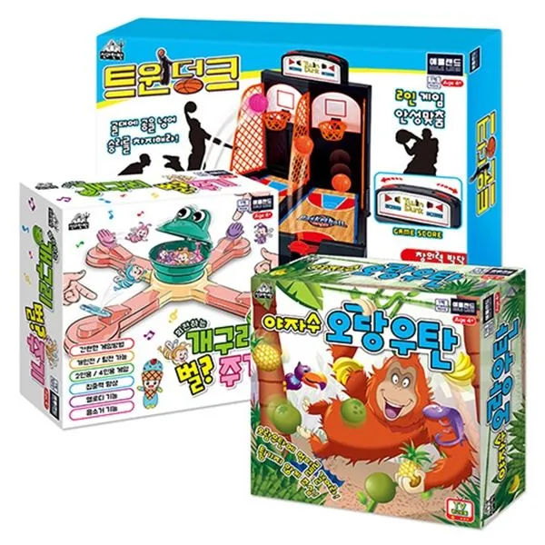 에프비존 애들랜드 야자수오랑우탕+개구리벌주기+트윈덩크 보드게임 3종, 단일색상/단일사이즈