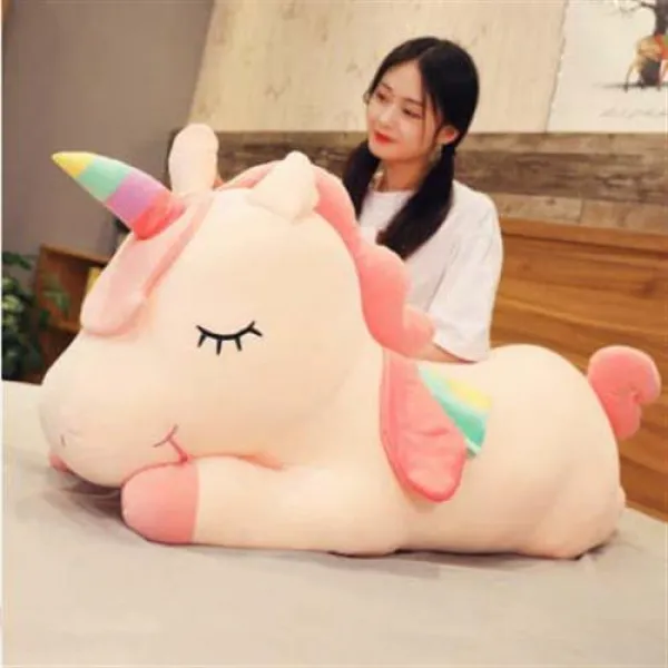 잠자는 러블리 유니콘바디필로우 답프로포즈 알파카바디필로우 찹쌀떡베개 사각롱쿠션, 100cm, 핑크
