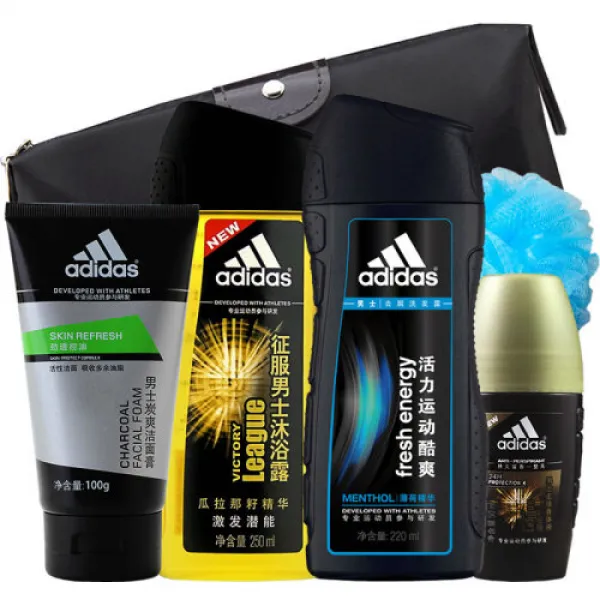 아디다스 (Adidas) 아디다스 남성간호 세트 정복 목욕 로션 샴푸 샴푸 그치다 땀 머신 스킨케어 +세면가방(6527), 1개, 0ml