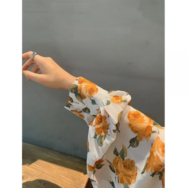 위파인더 여름 신상으로 노크한 낙조 장미 황고풍 꽃무늬 셔츠 블루종 블라우스 쉬폰 여장