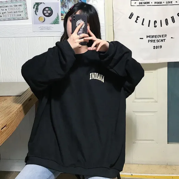 Kirahosi 캐주얼 여성 맨투맨 춘추 날염 후드티셔츠 대학생 고딩 큐트 소녀 188호+ 덧신 증정 Bysj12xn