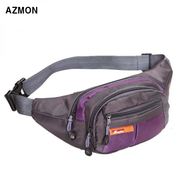 AZMON 멀티 포켓 미니 힙색가방 다용도 방수 크로스백 35cm x 14cm x 15cm 남여공용 2.5L, 퍼플