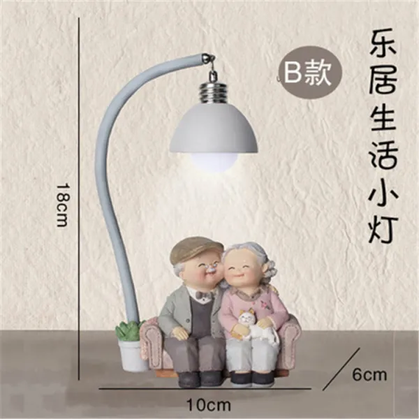 복고장식장 노인 할아버지 할머니 장식품 백년해로 술장 거실 집안용 부부 커플용품 결혼선물, T24-사랑으로 포옹 고양이리틀 램프