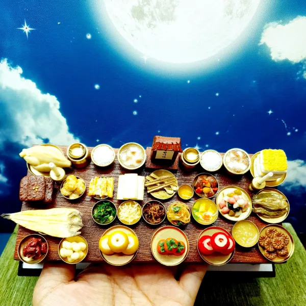 꼼지락미니소굴 미니어처 제사상&차례상 대자상 And 특대상 갈색 레드파인 