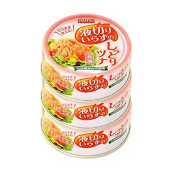 ホテイ 液切りいらずのしっとりツナ油漬 タイ産 3缶シュリンク 호테이 액 삭감 필요없이 촉촉한 참치 기름 절임 태 3 캔 축소, 1