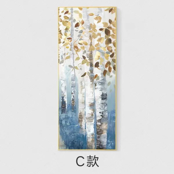 세로판 뻗다 공간 감각 현관 인테리림 현대 복도 통로 뮤럴 세로로 길다 스틱 그림을 걸다 돈 버는 나무, 번쩍번쩍 빛나는 금 （알루미늄 합금 C타입 단폭가격 칸