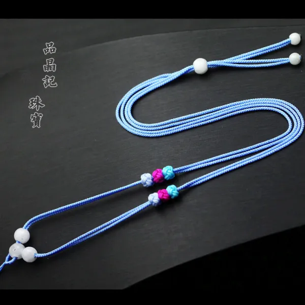 밀레니얼창고 팬던트목걸이 남성 여성 펜던트 걸개 밧줄 끈 손뜨개질 옥패 밀랍 추락함 조절가능 사파이어