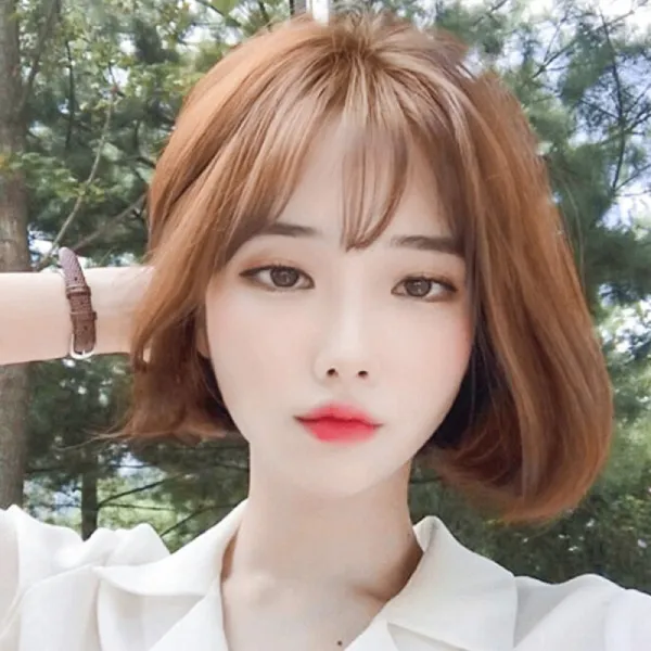 NEO 가발 여성 짧은 단발 뱅헤어 숏단발 통가발CXJC, 개, 브라운