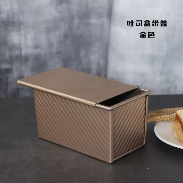 제빵소도구 토스트 몰드 450그램 덮개포함 베이킹 토스트상자 가정용 오븐 공구, T02-금 물결 토스트 틀(덮개포함)브러시+