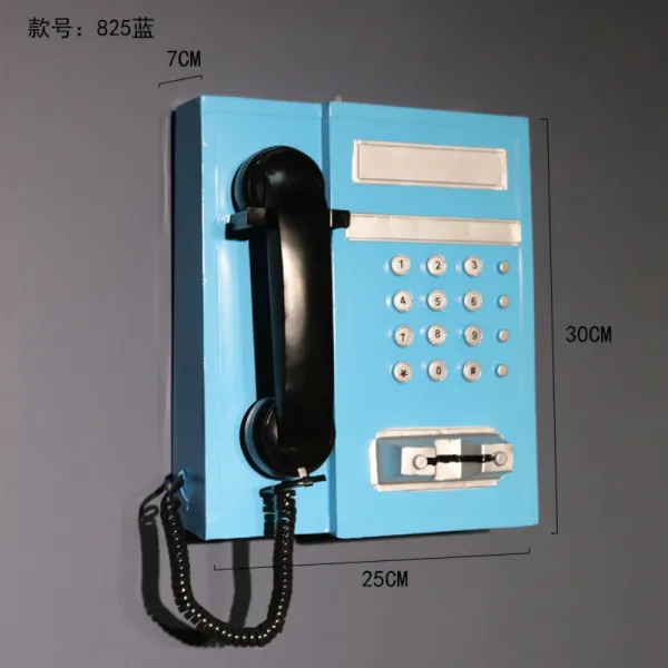 레트로 빈티지 벽 전화 모델 장식 빨간색 소품 의류 매장 레스토랑 바 창 장식, 블루 825
