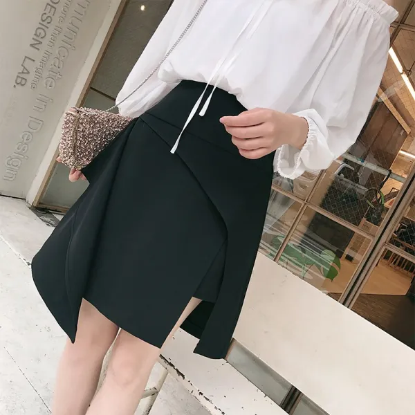 스커트 ()mimius불규칙 마름질 감각디자인 심플 코디 랩