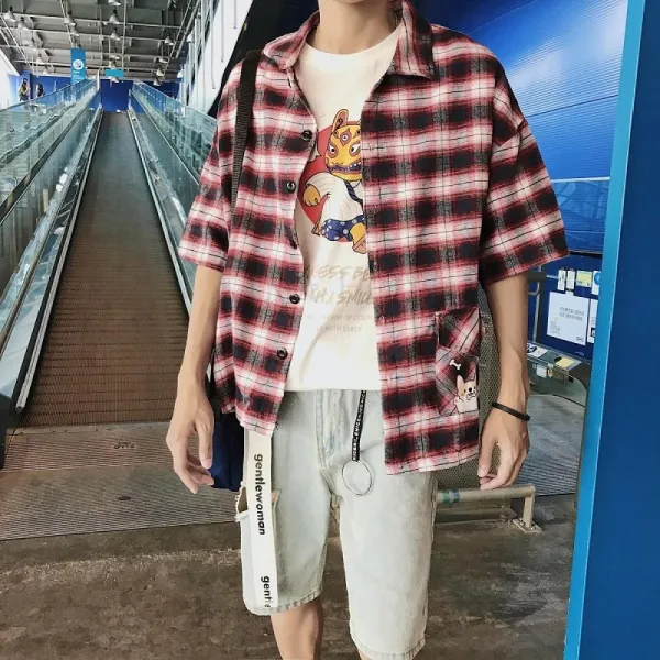 Kirahosi 여름 남자 트렌드 2019년 반팔 셔츠 홍콩스타일 67호 R0xjau