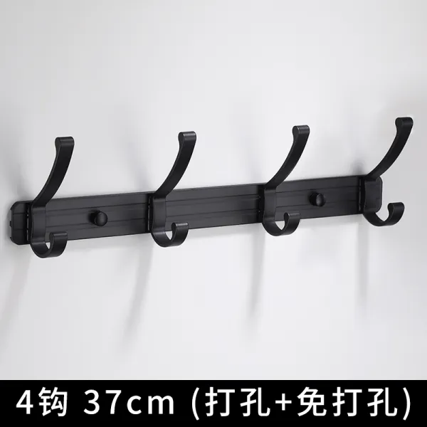 옷과 모자 후크 알루미늄 스페이스 문뒤 결탁걸다 옷걸이훅 1단블랙 무타공, 1, 4갈고리 37cm （타공  /무타공