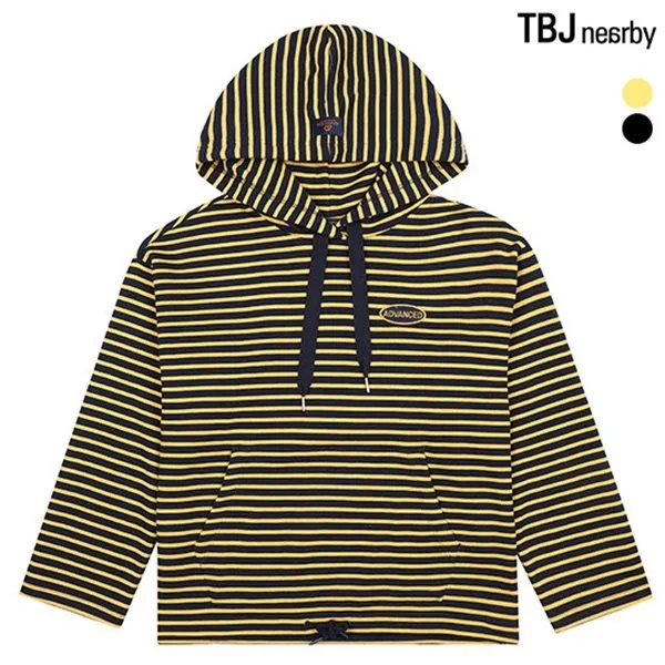 Tbj 여성 Ad 3단쭈리 스트라이프 밑단스트링 후드 티셔츠 T191ts840p 