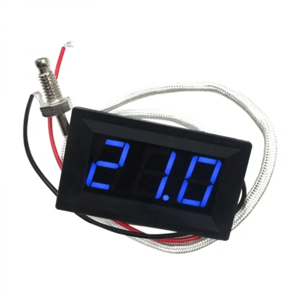 조사 -30~800C 온도를 가진 파랗고/녹색/빨간 LED DC12V 디지털 온도계, 블루, 48x29x23mm, 설명